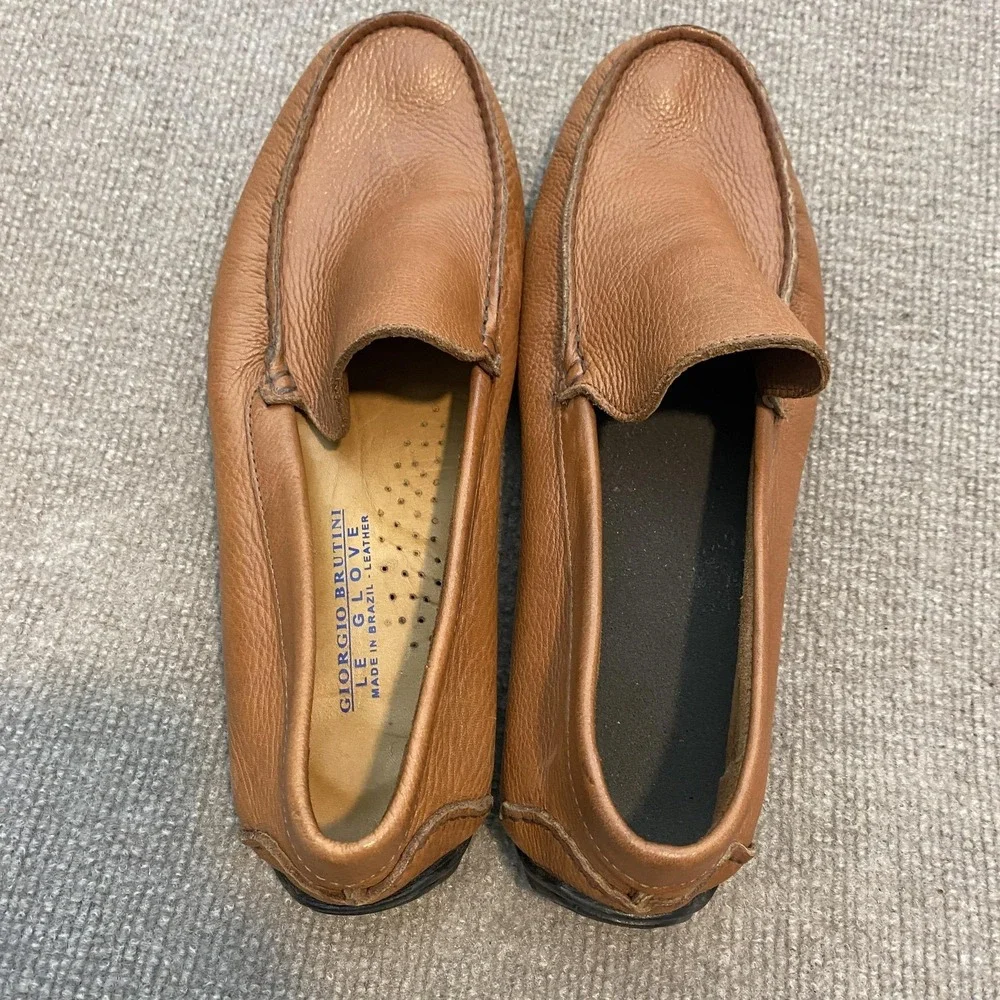 Giorgio Brutini Shoes Mens Size 11 Brown Leather Slip Casual Loafers G-JANEIRO